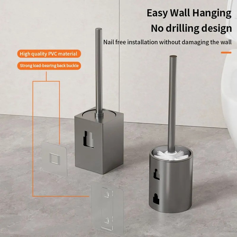 PureLiving Toilet Brush Holder Set Wall Mounted – Durable Space-Saving