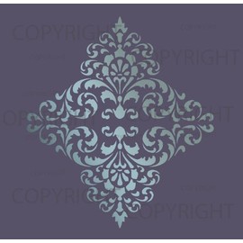 Large Wall Damask Stencil Border Faux Mural Design #1021 17" x 4 1/8"