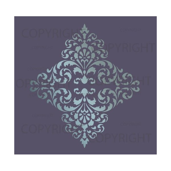 Large Wall Damask Stencil Border Faux Mural Design #1021 17"