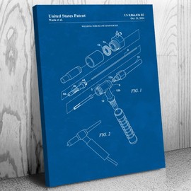 TIG Welding Torch Canvas Print, Metal Worker, Welder Gift, Welding Decor, Construction Worker, Contractor Gift Blueprint (8 inch x 10 inch)