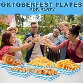 JOINCCI JOINCCI Oktoberfest Decorations,100 PCS Oktobefest Paper Food Trays with 4 Designs,Octoberfest Disposable Serving Tray for Oktoberfest Party Supplies,Octoberfest Decorations