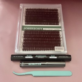 Josiezoey store Fluffy Lash Clusters Kit 60D+80D DIY Lash Extension Kit With 10-18MM Thick