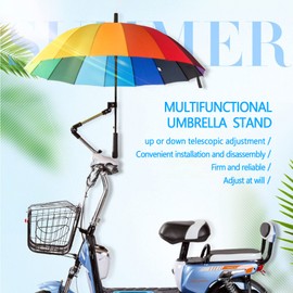 Zunate 360° Adjustable Umbrella Stretch Mount Stand Holder,Universal Umbrella Holder,Thickened Stainless Steel Pipe, Solid, Durable,for Buggy/Wheelchair/Fishing seats/Bicycle/Pram etc(Black)