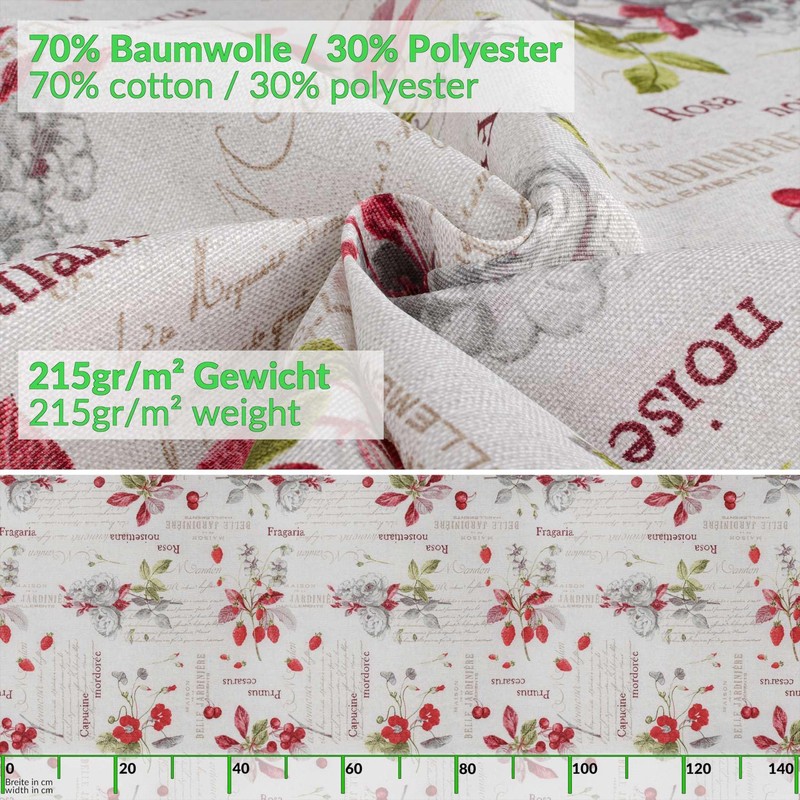 Fabric Tablecloth Washable Table Linen Tablecloth Cotton Polyester Berries Round