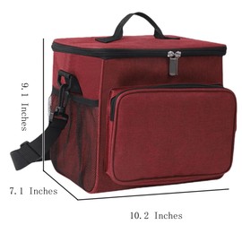 FAVORTALK Lunch Bag for Women 10L, Cooler Bags, Insulated Lunchbag, Lunchbox Tote Bags (Burgundy - 9L),Red Coolerbag,Portable,Lightweight, Adjustable Strap, B33509