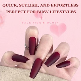 AddFavor Press on Nails Long Coffin Fake Nails, 576pcs 24 Colors Coffin Press on Nails Full Cover Acrylic Nail Press ons, Matte False Nail Tips for Women Glue on Nail