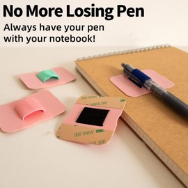 ZINCCO 4 Pack Pen Holder for Notebooks, Self-Adhesive Pen/Pencil Loop, Ultra-Thin, Elastic Pen Holder, Journal Pen Holder, Pen Holder for Clipboard, Planner Pen Holder, Adhesive Pen Holder Loop.
