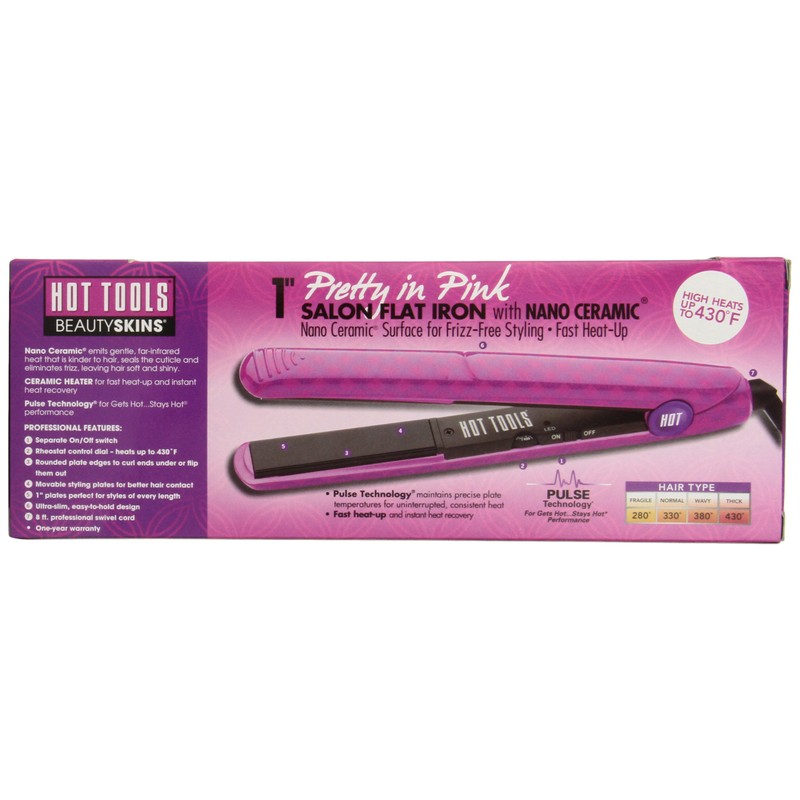 Hot Tools Salon Flat Iron, Pretty In Pink, 1"