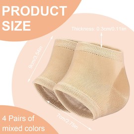 EIHI 2 Stück Gel-Fersensocken, weiche, feuchtigkeitsspendende Socken, fersenschoner, Gelfutter, zehenlose Socken, belüftet, feuchtigkeitsspen(Schwarz + Weiß + Hautfarbe + Dunkelblau)