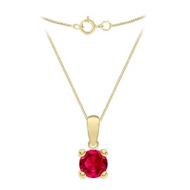 Carissima Gold Women's 9ct Yellow Gold Magenta 5mm CZ July Birthstone Pendant on 9ct Yellow Gold 20 Diamond Cut Curb Chain 46cm/18'
