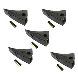 HYAT TF23D Digging Bucket Teeth + 23FP TF23P Flex Pins, 230TF JD Fang Style Backhoe Bucket Teeth Replacement for Bobcat John Deere 23 23TF 230 230SP, D51750 T230SP Tooth - 5 Pack