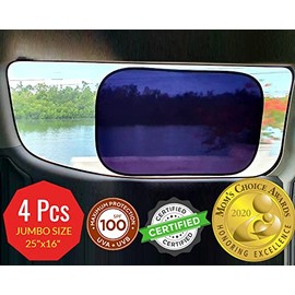 kinder Fluff Car Window Shades (4X)-The Only Certified Car Sun Shade Blocking 99.95% UVR-Award Winning Car Window Shade for Baby - Automotive Window Sunshades as Cars, Van, SUV & Aircraft Pilot - XL