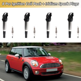 8 Pcs Ignition Coil Pack +Iridium Spark Plugs for Mini Cooper 1.6L L4 07-15, for Mini Cooper Countryman 1.6L L4 11-16, for Mini Cooper Paceman 1.6L L4 13-16, OE UF-598, UF598, 12137575010, 19005293