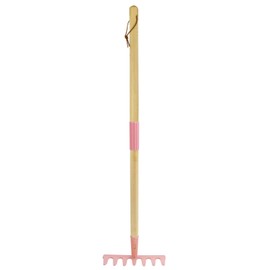 Xifando Kids Garden Lawn Tine Rake-Small Lawn Heavy Rake with Metal Tines, 28.8 inches/73cm Length, Wooden Handle, for Kids Garden Labor (Pink)
