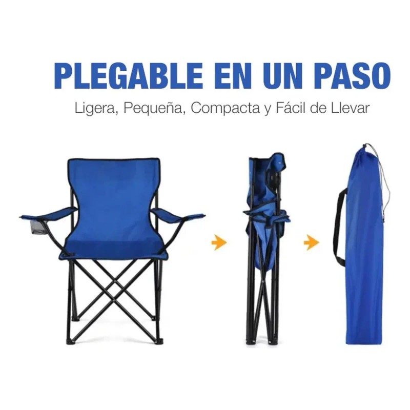 Silla Para Acampar Playa Y Pesca Plegable Portatil Con Funda