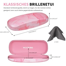 molshine Hard PU Leather Glasses Case, Portable Travel Glasses Case for Men, Women, Girls, Travel, Study, Work, pink