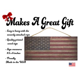 Rogue River Tactical Wood Grain Rustic Flag Home Decor Hanging Wall Sign Decoration Patriotic American Flag USA