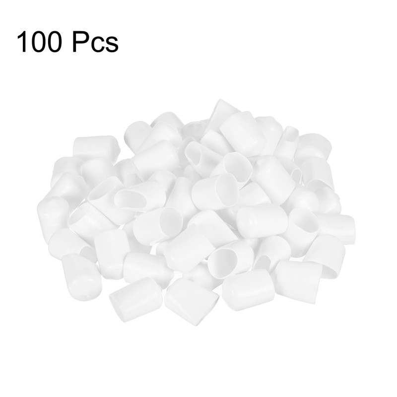 sourcing map 100pcs Round Rubber End Caps 5/8"(15.5mm) White Vinyl