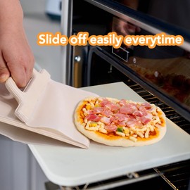 Juome Sliding Pizza Peel, Pizza Peel Smart Slider for Super Easy Transfer Pizza, Pizza Spatula Paddle with Handle, Non Stick Sliding Pizza Shovel, Pizza Oven Accessories and Supplies Pizza Tools