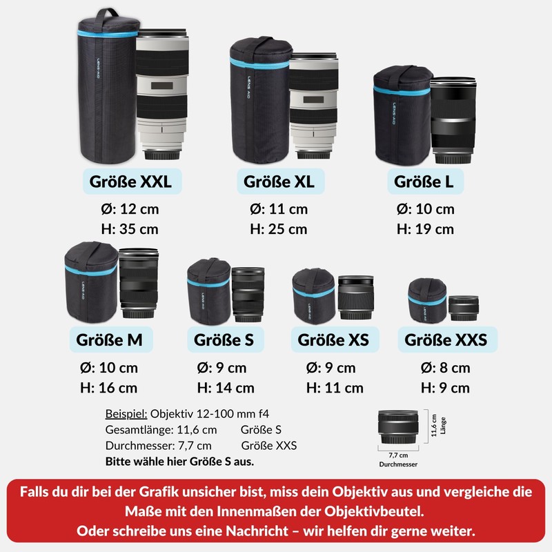 LENS-AID Lens Case L 10 x 19 cm Padded Lens