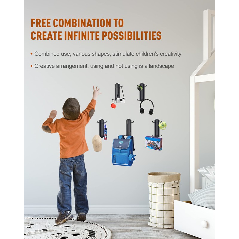 Waterproof Towel Robe Coat Holder for Wall，Foldable Black Towel Hooks，coat