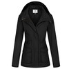 WenVen Women's Military Jacket Coat Spring Lightweight Cotton Anorak (Black,
