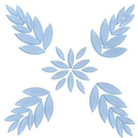 Youway Style Blue Leaf Mosaic Tiles for Crafts Bulk,200g Petal Mosaic Glass Pieces,Flower Glass Tiles for DIY Garden Mosaic Making Supplies Kit