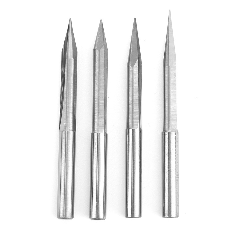 4Pcs VShaped Carving Cutter 2Edged Engraving Bit 4x0.3x15°/4x0.3x20°/4x0.3x25°/4x0.3x30°