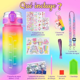 Kit de Manualidades para Niñas Juguetes para Niñas 4-12 Años, Regalo Niña el Día del Niño, Diamond Painting para Niños de Botella Agua DIY, Regalos pa