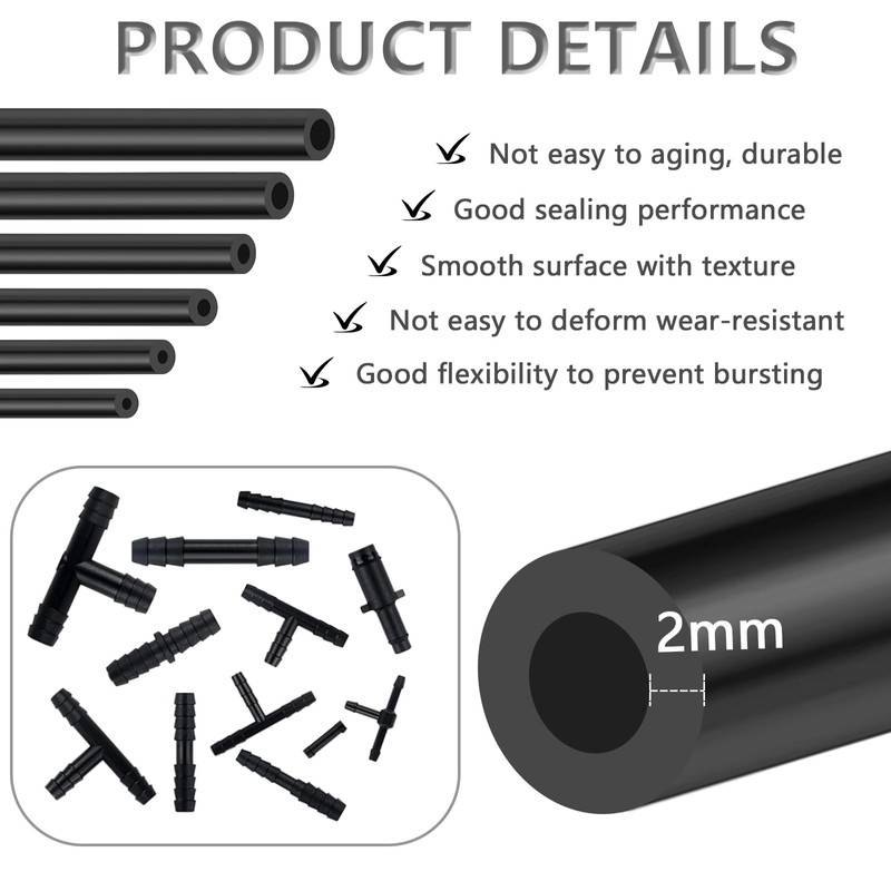 Multipurpose Vacuum Line Kit, 5Ft 6PCS Vacuum Hose Automotive+113PCS Vacuum