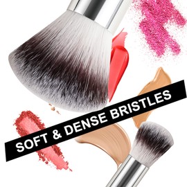 Dual-Ended Powder & Concealer Brush, 2 in 1 Contouring Foundation Brush for Makeup Flawless Blending and Application of Liquid, Powder, Cream, Blush