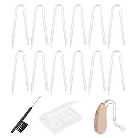 KASURE 12Pcs Hearing Aid Tubes, Professional Hearing Aid Supplies with Hearing Aid Cleaning Brush and Storage Box, Soft Flexible PVC for Most Hearing Aids Tubes, Transmitting Clear Sound(3.1 * 2.0mm)