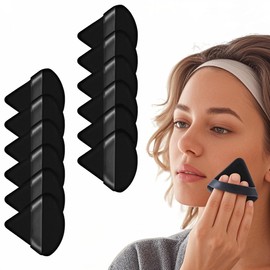 Norhogo Pack of 12 Powder Puff Make-Up Sponge, Washable Triangle Powder Puff Removal Pads, Soft Makeup Tool for Loose Powder, Daily Make-Up, Foundation, Cream, Blush, Black