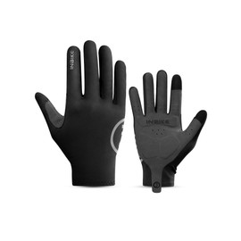 INBIKE Breathable Bike Gloves for Men Women, Full Finger Gel Pad Cycling Gloves, Touchscreen Mountain Biking Gloves, Reflective Bicycle Gloves, Anti-Slip Workout Gloves Black Small