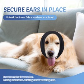 COMFPET Happy Hoodie for Dogs & Cats, Noise & Hearing Protection, Soothing Earmuffs, Ear & Wind Protection, Reduces Fear of Fireworks, Ideal for the Time After Surgery, S (Black)