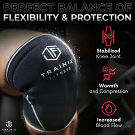 7mm Neoprene Compression Knee Sleeves For Men & Women, Gym Workout Brace Support Sleeve Suitable For Powerlifting, Weightlifting, Crossfit, Knee Compression Brace, Knee Brace For Men | Large (Pair)