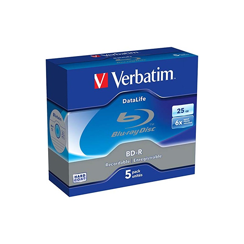 Verbatim BluRay BD-R 25GB 6x Jewel Case [Pack of 5]
