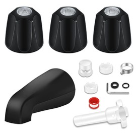 Tub Shower Trim Kit, Shower Knob and Bath Tub Spout, Compatible with Price/Pfister Verve Tub Faucet Handle, for Use with 1/2 in, 3/4 in IPS Connection, With Four in One Tub Spout Adapter (Matte Black)
