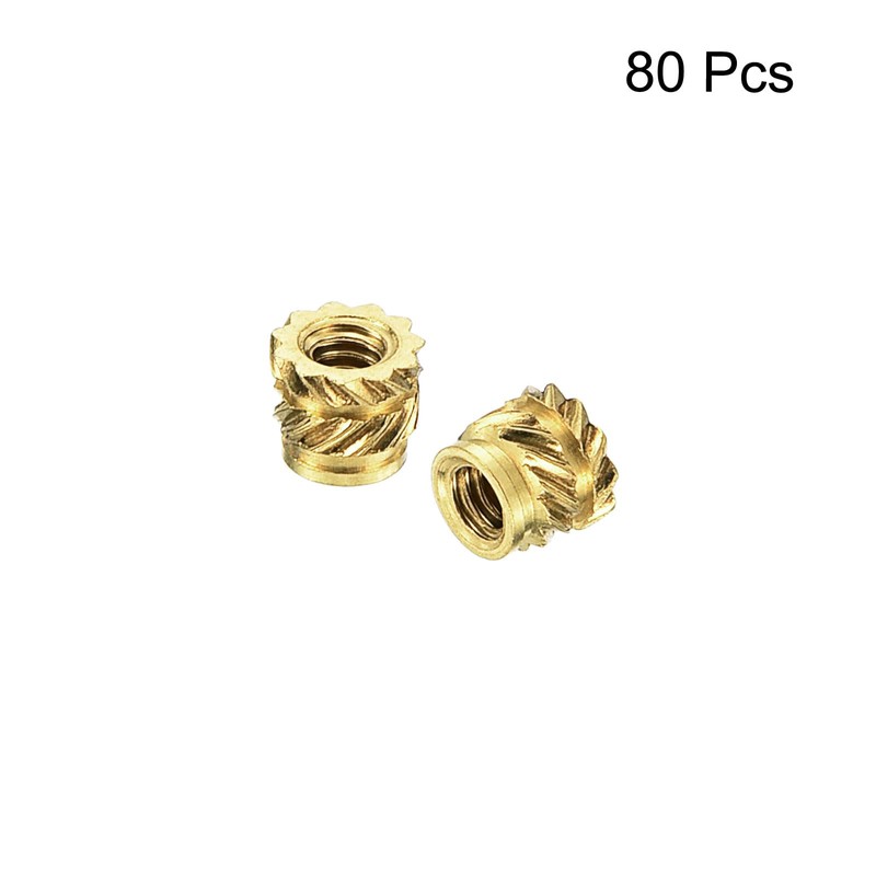 sourcing map Knurled Insert Nuts, 80Pcs M2 x 3mm L