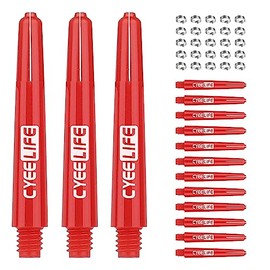 CyeeLife 35 mm Plastic Dart Shafts Pack of 15 with 20 Metal Shaft Rings, 2BA PC Darts Accessories