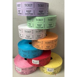 ITC Raffle Tickets Double Stub Roll of 2000 Split the Pot 50/50 Carnival Events - Orange