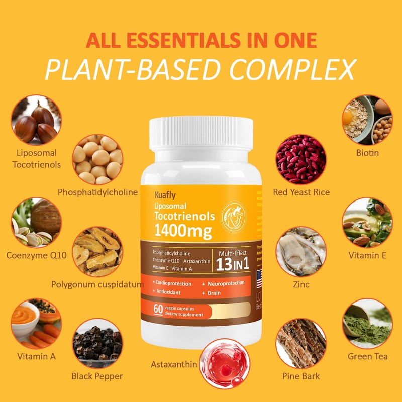 KUAFLY Liposomal Tocotrienols Vitamin E 1400mg - High Potency Vitamin