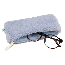 Zofu Glasses Case, Sunglasses Case, Boa Pouch, Cosmetic Pouch, Eyeglass Case, Pen Case, Fluffy, Cute, Stylish, Dull Color, Women's, Women's, blue