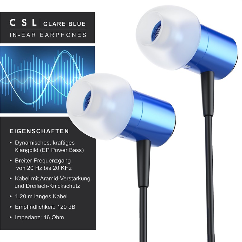 CSL In-Ear Headphones with Power Bass, 3.5 mm Jack, 1.2