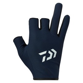 Daiwa 25DG-6425 Absorbent Quick-Drying Gloves, 3-Piece Cut, Navy, L