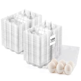 120Pack Jumbo Egg Cartons Duck Egg Cartons Extra Large Egg Containers XL Egg Tray Holders for Home Ranch Chicken Farm, Commercial Business Market Display, 2x3 Grids