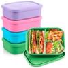 Layhit 4 Pcs Silicone Bento Box Reusable 3 Compartment Silicone