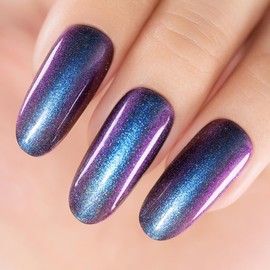 RARJSM Chameleon Gel Nail Polish Dark Blue to Purple Multichrome Color Changing Holographic Glitter Gel Polish Curing Requires Sparkle Shimmer Nail Gel Varnish Soak Off DIY at Home Salon 15ml