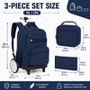 FTJCF 3Pcs Large Wheels Rolling Backpack for Boys Men, 20