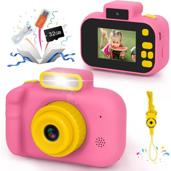 Kids Camera, Toddler Selfie Digital Pink Camera Birthday Toys Gift